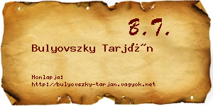 Bulyovszky Tarján névjegykártya